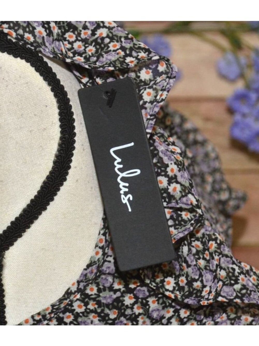 NWT Lulus Size M Evalina Black Micro Dark Floral Mock Neck Midi Dress - Picture 9 of 16